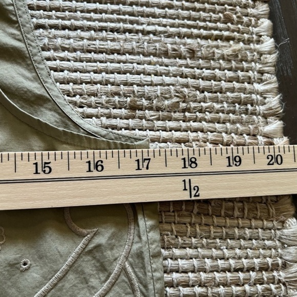 Madewell Khaki Embroidered Top with Ruffled Hem - Picture 6 of 10